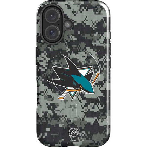 NHL San Jose Sharks Camo iPhone 16 Plus Magsafe Impact Case